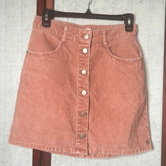 ROXY CORDUROY BUTTON DETAIL MINI SKIRT‎ SIZE S - Picture 2 of 6